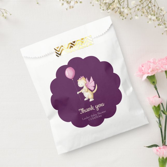 Einfache Burgundy Pink Dragon Girl Babydusche Geschenktütchen (Versiegelt)