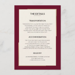 Einfache Burgundy Wedding Details Einschlusskarte Begleitkarte