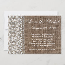 Einfache Burlap- und Lace-Save the Date