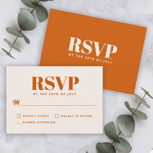 Einfache Burnt Orange Moderne Minimalistische Hoch RSVP Karte