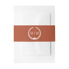 Einfache Burnt Terracotta Orange Monogram Einladun Einladungsbanderole