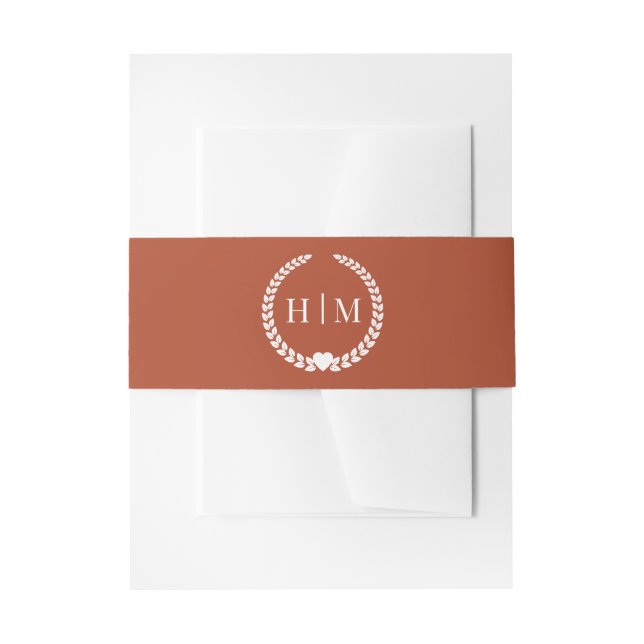 Einfache Burnt Terracotta Orange Monogram Einladun Einladungsbanderole (Vorderseite Beispiel)
