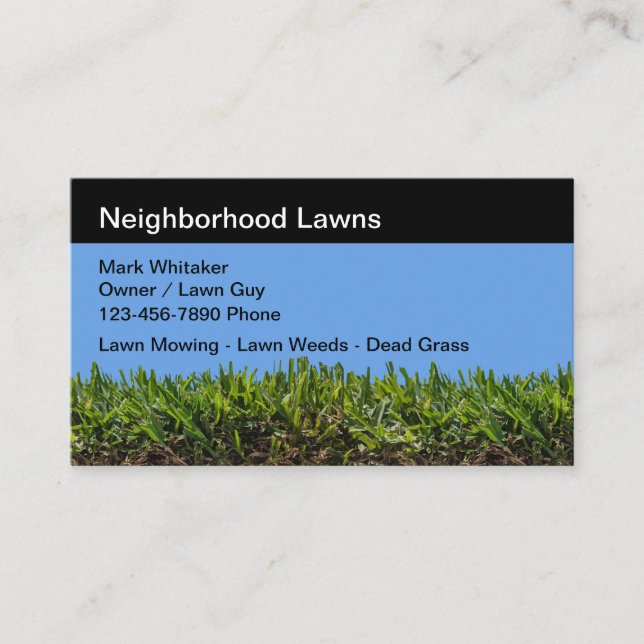 Einfache Business Cards für den Nachbarschaftslawn Visitenkarte (Vorderseite)