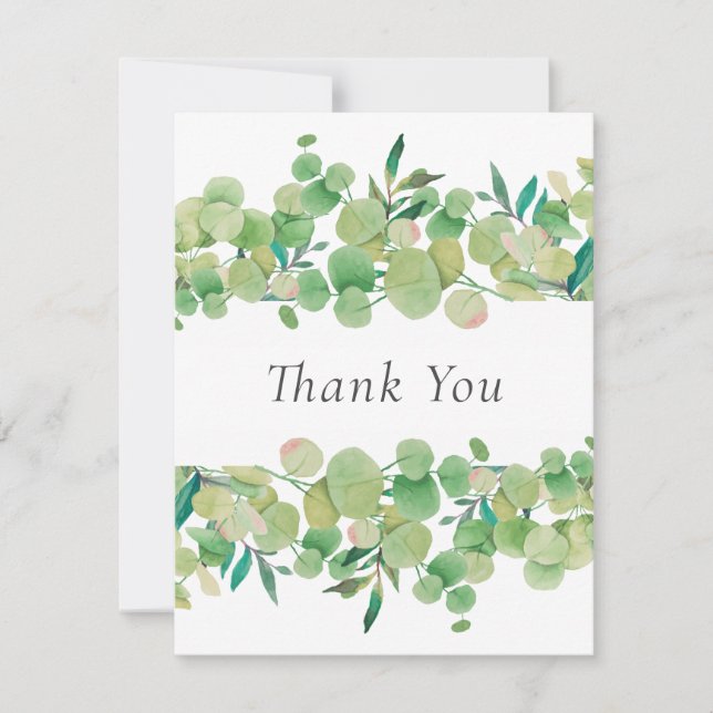 Einfache Business Eukalyptus Floral Vielen Dank Ka Dankeskarte (Vorderseite)