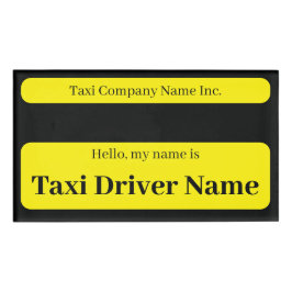 Einfache Cab Taxi Namensplatte schwarz und gelb Namenschild