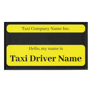 Einfache Cab Taxi Namensplatte schwarz und gelb Namenschild