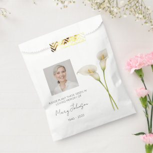Einfache Calla-Lilien-Foto-Trauer Saatgut Geschenktütchen