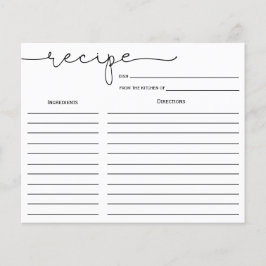 Einfache Calligrafy Brautparty Rezept Card