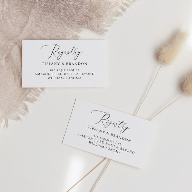 Einfache Calligraphy Wedding Gift Registry Cards Begleitkarte (Von Creator hochgeladen)