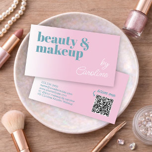 Einfache Candy Pink Aquamarin Blue White Calligrap Visitenkarte