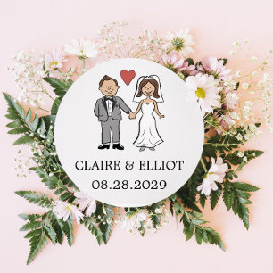 Einfache Cartoon Hochzeit Runder Aufkleber