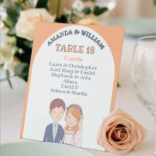 Einfache Cartoon-Iike-Ehegatten Hochzeit-Tischnumm Sockelschild
