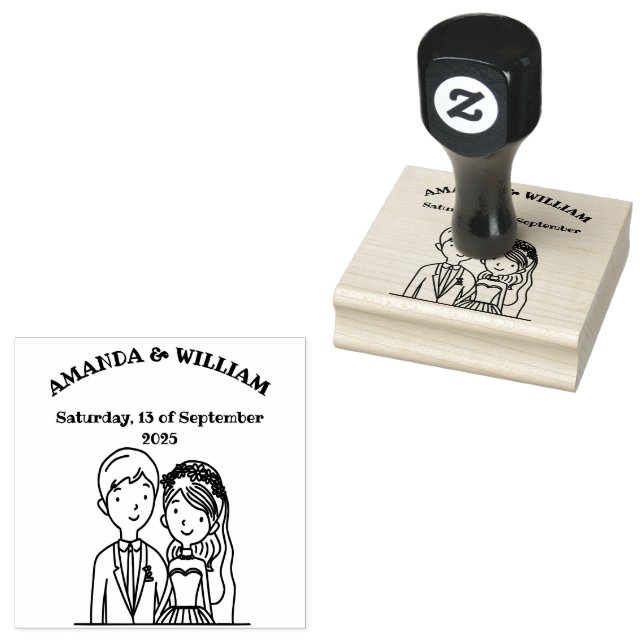 Einfache, Cartoon-Ike-Ehevorstellung Gummistempel (Stempel)