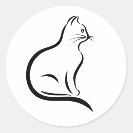 Einfache Cat-Kontur Runder Aufkleber