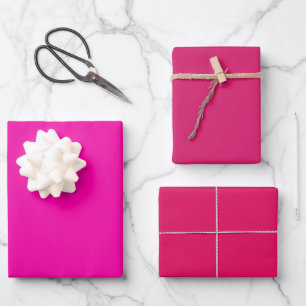 Einfache Cerise-Rosa-Rubin-Rosa-Töne 3 Nuancen Geschenkpapier Set