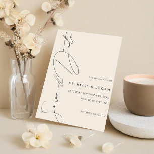 Einfache Champagne Modern Handschrift Save The Date