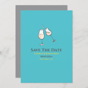 Einfache Champagnerbrille Toast schwul lesbisch  Save The Date
