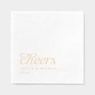 Einfache Cheers Elegante Moderne Goldene Hochzeit Servietten Mit Folie