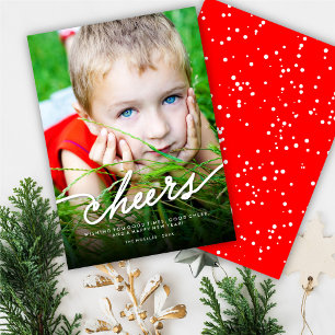 Einfache Cheers Kalligrafie Script Modernes Foto Feiertagskarte