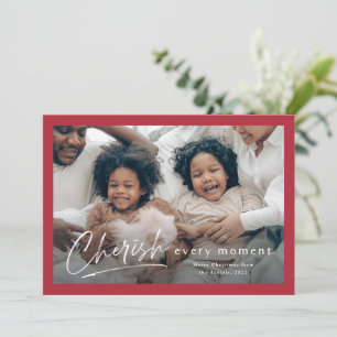Einfache Cherish Script 2 Foto Weihnachten Karte