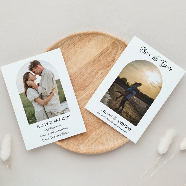 Einfache Chic 2 Foto Hochzeit Save The Date (Von Creator hochgeladen)