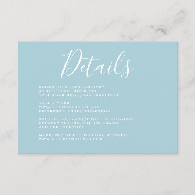 Einfache Chic Calligrafy Wedding Details Begleitkarte (Vorderseite)