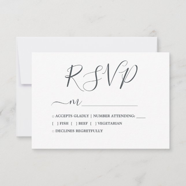 Einfache Chic Calligrafy Wedding RSVP Karte (Vorderseite)