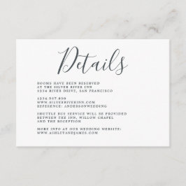 Einfache Chic Calligrafy White Wedding Details Begleitkarte