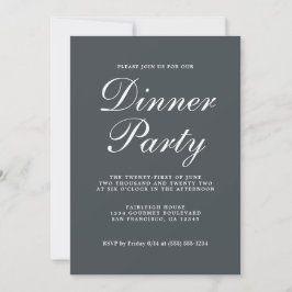Einfache Chic Calligraphie Off Black Dinner Party Einladung