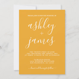 Einfache Chic Calligraphy Mellow Yellow Wedding Einladung