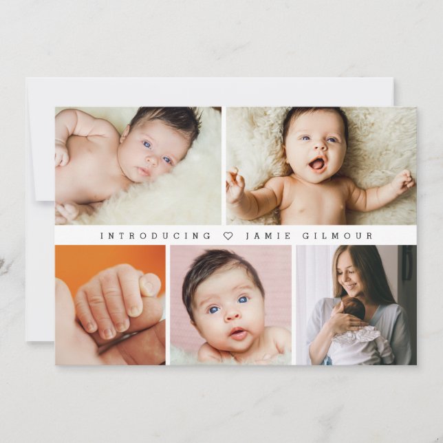 Einfache Chic Einführung Baby Fotos Vielen Dank Einladung (Vorderseite)
