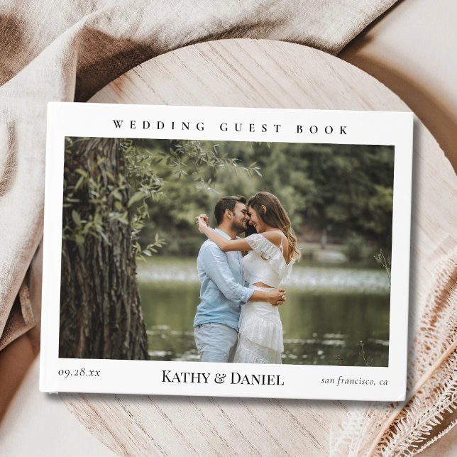 Einfache Chic Elegant Calligraphy Foto Hochzeit Gästebuch (Von Creator hochgeladen)