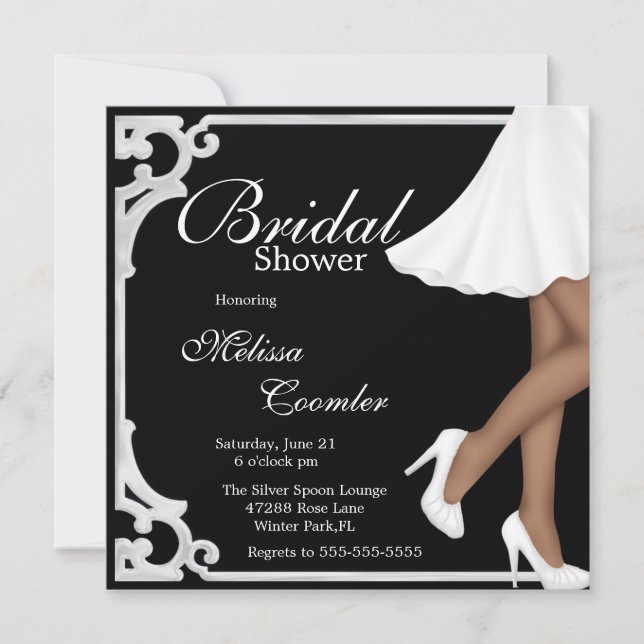 Einfache Chic Elegante White Bridal Dusche Einladu Einladung (Vorderseite)