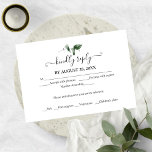 Einfache Chic Greenery Eucalyptus Wedding RSVP Begleitkarte<br><div class="desc">Eine schlichte grüne Hochzeitskarte. Einfach mit Ihren Daten personalisieren. ANKUNFT: Wenn Sie eine Anpassung des Designs benötigen,  kontaktieren Sie mich bitte per Chat; wenn Sie Informationen über Ihre Bestellung,  Versandoptionen,  etc. benötigen,  wenden Sie sich bitte direkt an den Zazzle-Support</div>