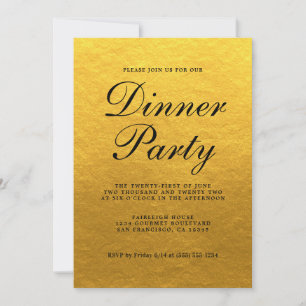 Einfache Chic-Kalligrafie Gold-Dinnerparty Einladung