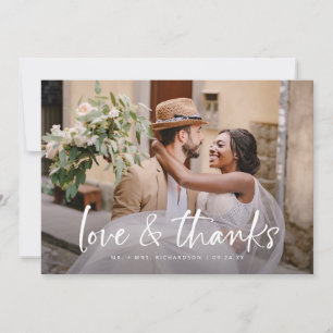 Einfache Chic Liebe und Dank 2 Foto Hochzeit Dankeskarte