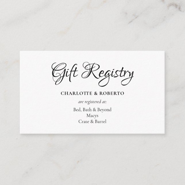 Einfache Chic marokkanische Hochzeitsgeschenk-Regi Begleitkarte (Vorderseite)