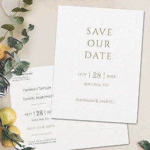 Einfache Chic Minimalistische Hochzeit Sichern Sie Ankündigungspostkarte