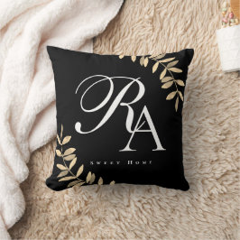 Einfache Chic Monogram Black Kissen