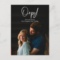 Einfache Chic Oops Hochzeit verzögert Ankündigung