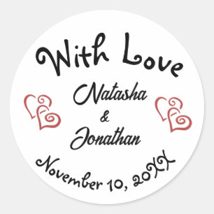 Einfache Chic Schrift Hochzeit mit Liebe Gefallen- Runder Aufkleber