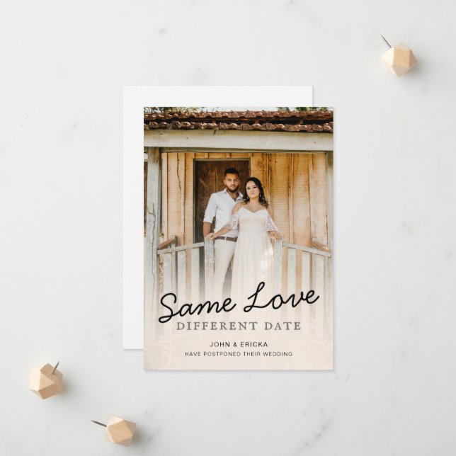 Einfache Chic Script-Foto Hochzeit Ankündigung (Vorderseite/Rückseite Beispiel)