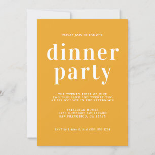 Einfache Chic Typografie Mellow Yellow Dinner Part Einladung