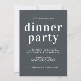 Einfache Chic Typografie Off Black Dinner Party Einladung