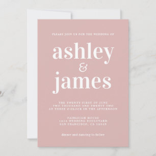 Einfache Chic Typografie Silver Pink Wedding Einladung