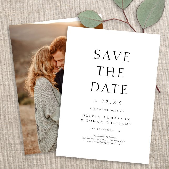 Einfache Chic Typografy Foto Wedding Save the Date (Von Creator hochgeladen)