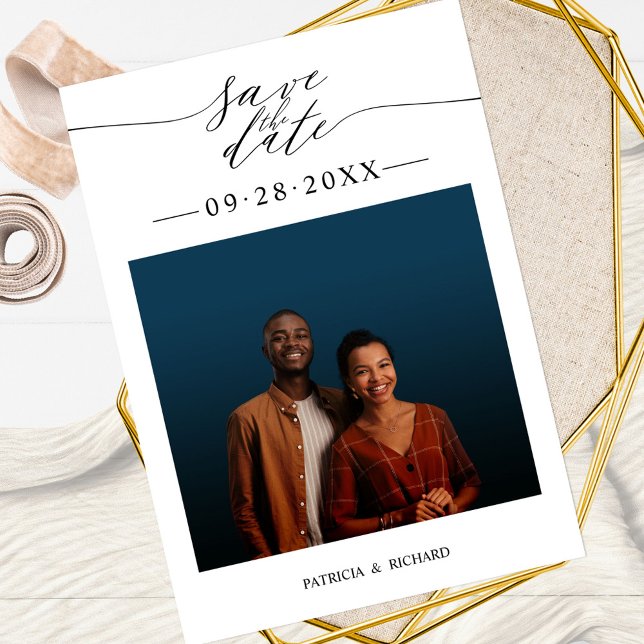 Einfache Chic Wedding Save the Date Foto Einladung (Von Creator hochgeladen)