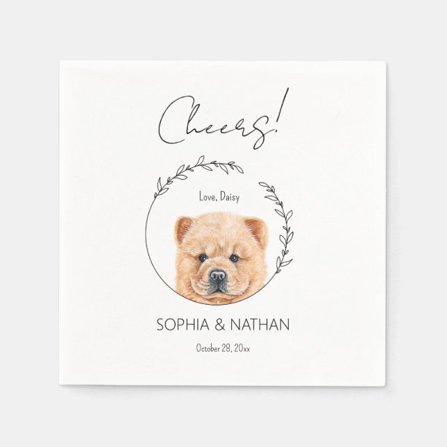 Einfache Chow Chow Dog Wedding Cocktail Serviette (Vorderseite)