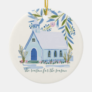 Einfache Christliche Botschaft Kirche Weihnachten Keramik Ornament