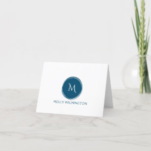 Einfache Circle Monogram Dunkle Navy Blue Mitteilu Dankeskarte